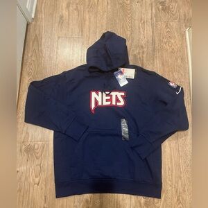 NWT Nike New Jersey Nets 75th Anniversary Blue Pullover Hoodie Mens Size L